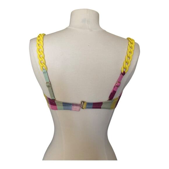 Gianni Bini x Jess Southern Garden Plaid Twist Bandeau Bikini Top Multicolor SM - Picture 3 of 16